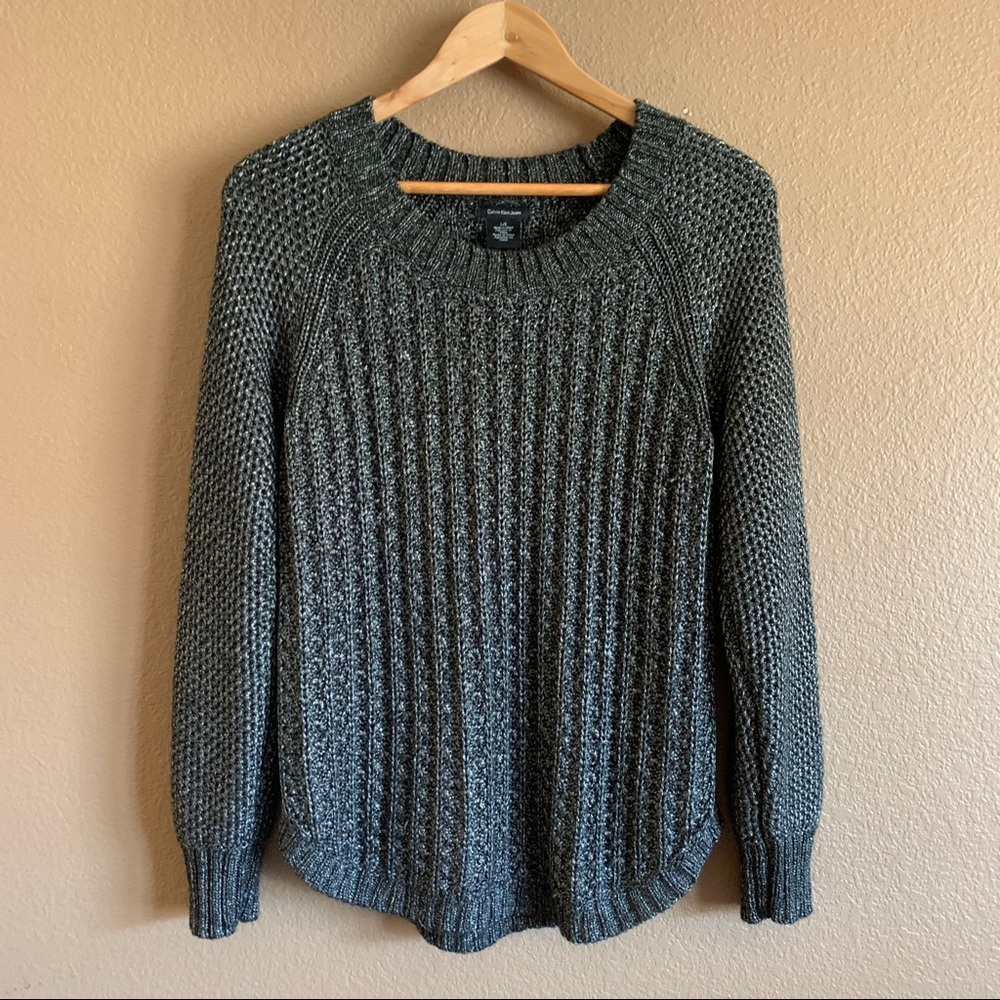 Calvin Klein Jeans Charcoal Metallic Sweater Size Large
